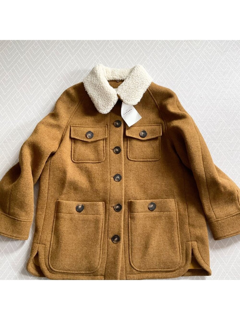 NWT SEZANE CAMEL brown EDDY wool COAT short jacket Ochre SZ40 US8